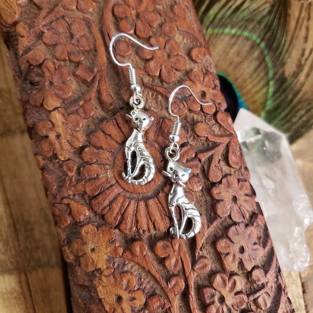 Tiger Cat earrings ~Meow~Kitty~Pet~Witch~Feline~Witchy~Animal Jewelry Vet ~ Gift